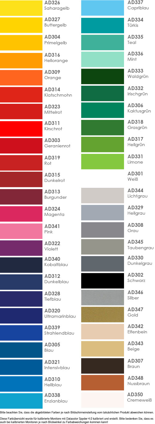 farbige Adhäsionsfolie in 48 Farben glänzend und matt
