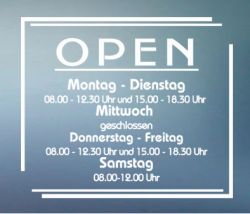 Open �ffnungszeiten Aufkleber
