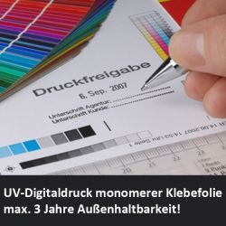 Digitaldruck auf wei�er Klebefolie