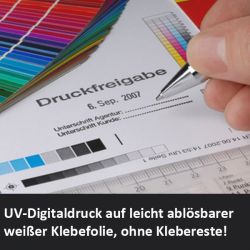 Digitaldruck Klebefolie abl�sbar ohne Kleber�ckst�nde