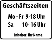 �ffnungszeiten Schild Aufkleber