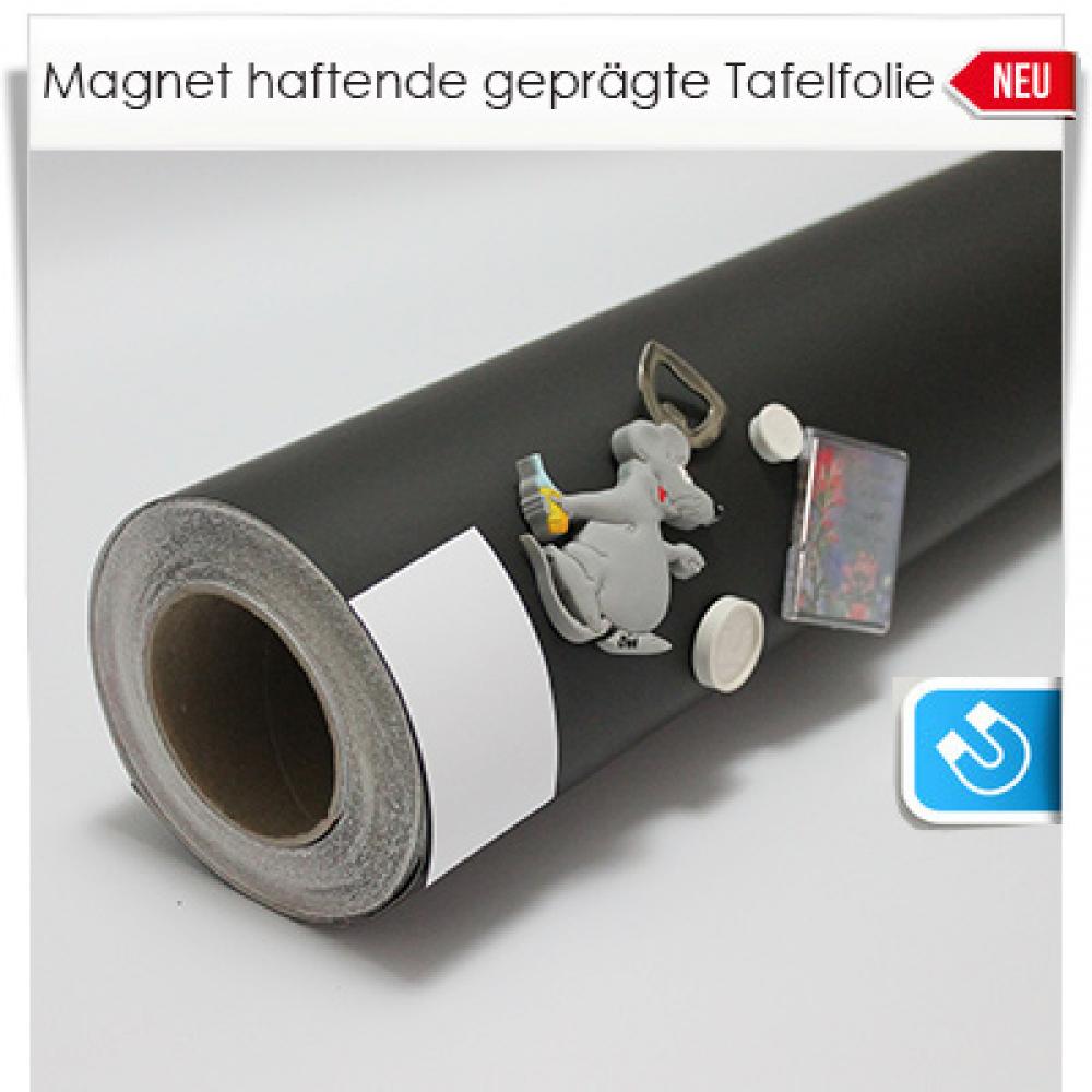 Magnetische Tafelfolie mit schwarzer geprägter magnethaftender Oberfläche