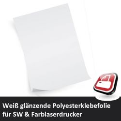 Klebefolie f�r Laserdrucker wei� gl�nzend A4