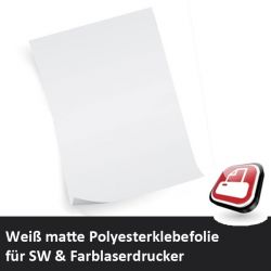 Klebefolie f�r Laserdrucker wei� matt A4