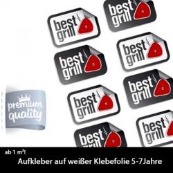 1m� Aufkleber auf wei�er Klebefolie aussen