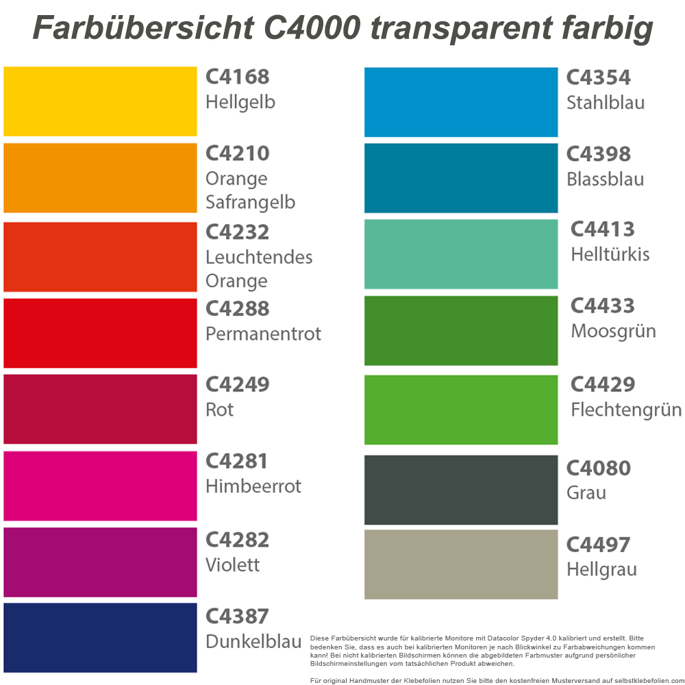 Hochwertige transparent farbige Plotterfolie für Logoplotts und Glasdesign 