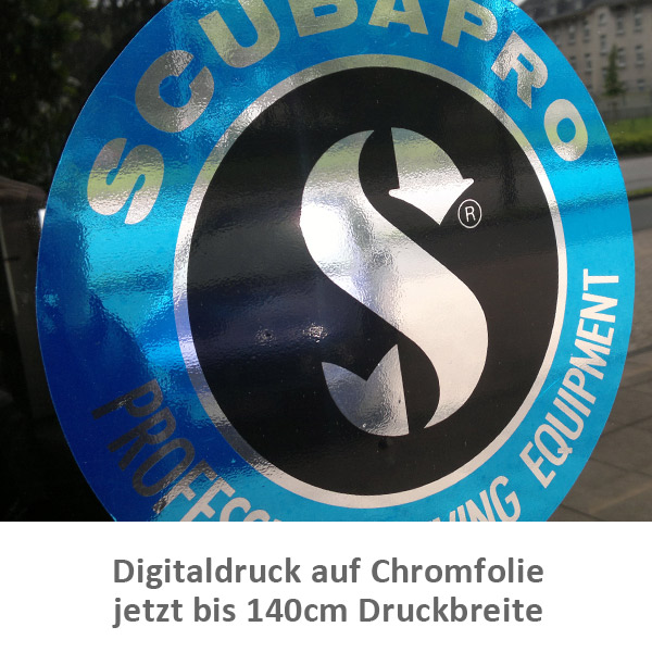 Digitaldruck auf Chromfolie und Chromfolien Aufkleber