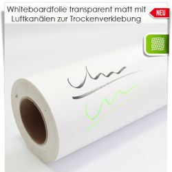 Whiteboardfolie transparent matt mit Luftkanälen