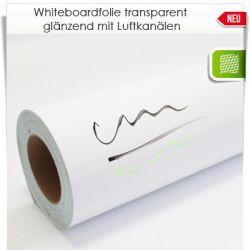 Whiteboardfolie transparent glänzend mit Luftkanälen