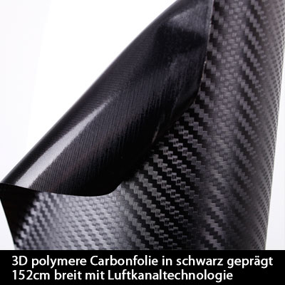 3D Carbon Folie schwarz blasenfrei 200 x 152cm Klebefolie Dekor Folie für  aussen