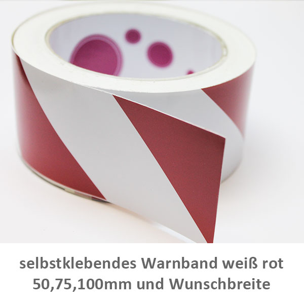 selbstklebendes Warnband als Warnmarkierung in rot weiß Breite 50mm 75mm  und 100mm