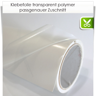 Zuschnitt aus transparenter polymerer glänzender oder matter PVC Klebefolie