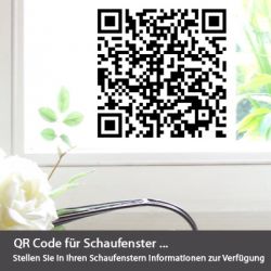 QR Code Aufkleber auf Glasdekor