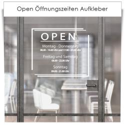 Open Öffnungszeiten Aufkleber