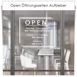 Open Öffnungszeiten Aufkleber